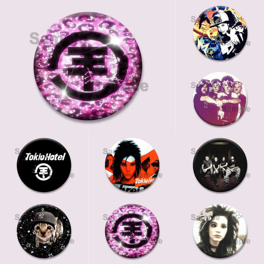 Bàn nhạc Tokio hình ca sĩ Bill Kaulitz bằng tinplate, phù hợp làm DIY cho ba lô và mũ