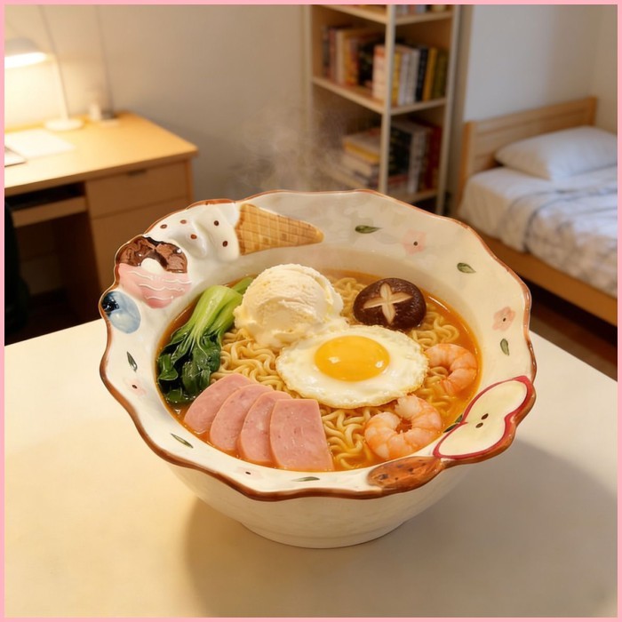 Kem Ăn Nhẹ Hộ Gia Đình Nổi Mì Ăn Liền Bát Bộ Đồ Ăn Salad Bát Cơm Bộ Đồ Ăn