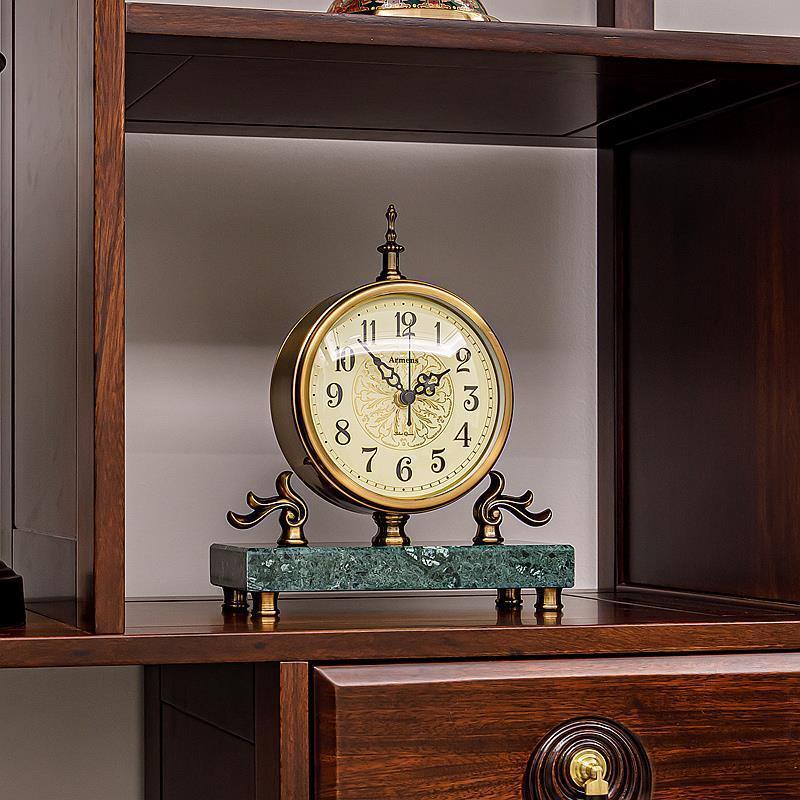 Đồng châu Âu sang trọng nhẹ nhàng, vật trang trí phòng khách gia đình, đồng hồ để bàn im lặng sáng tạo phong cách Mỹ.