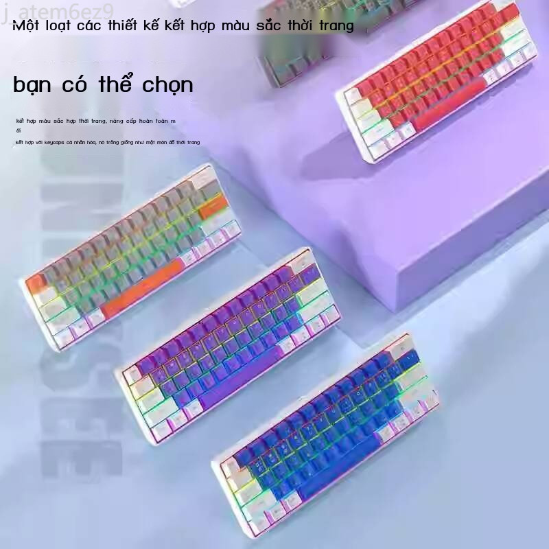 [GIÁ SỈ]  Bàn K61, xanh, đỏ, nâu, switch đen, bàn phím tách rời, đèn RGB, chơi game, cơ học thực sự