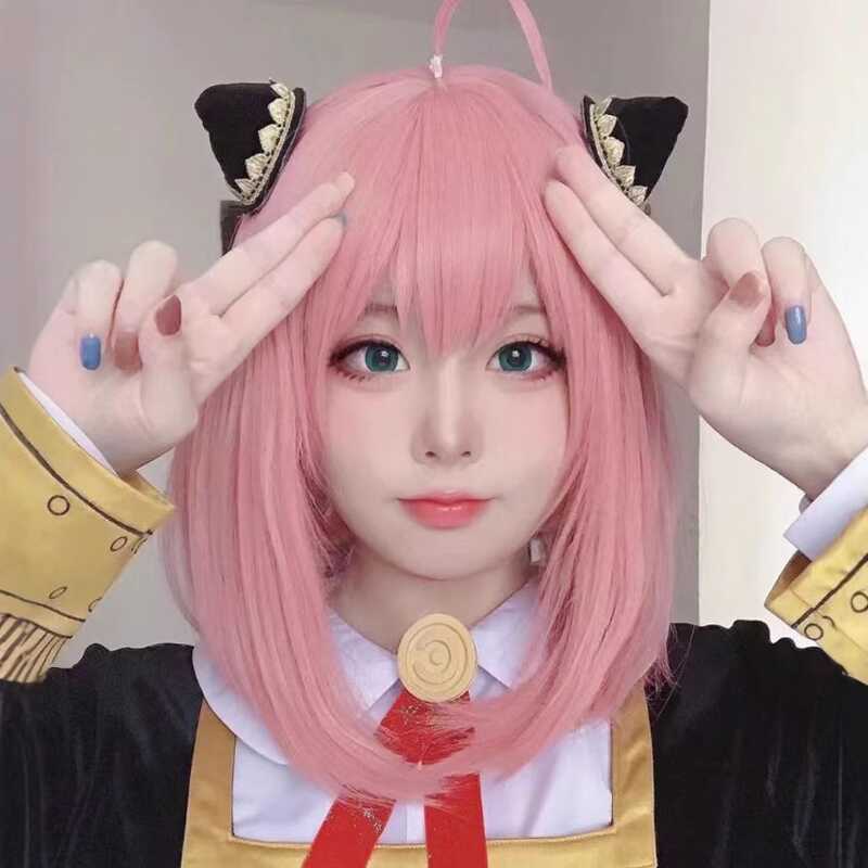 Tóc Spy Family, Cosplay Anya, Tóc Giả Ngắn Anya Forger Của Spyfamily, Phụ Kiện Đội Đầu Chân Thực.