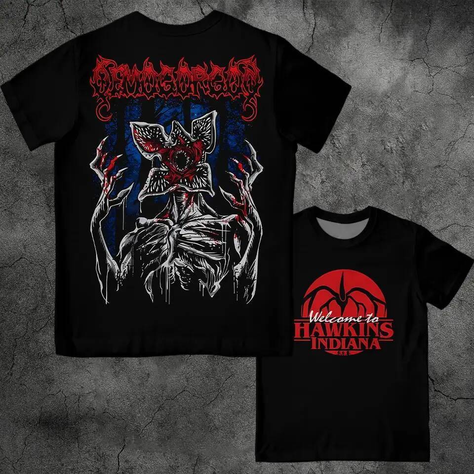 Eddie Munson Demogorgon Áo Thun Graphic Vintage Y2K, Phù Hợp Dạo Phố Cho Nam và Nữ
