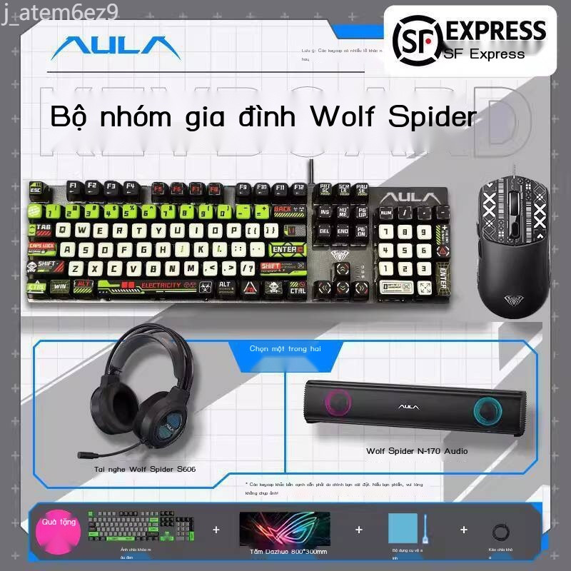 [GIÁ TỐT CHỌN MẪU] Bộ chuột SF Wolf Spider F2068pro Family Pack, bàn phím cơ, dùng chung cho máy tí
