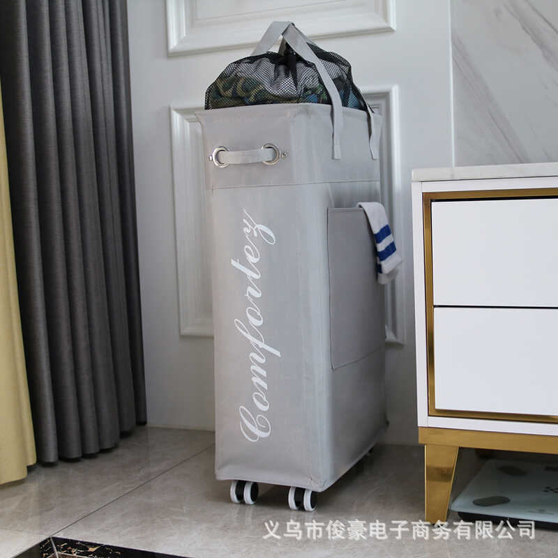 Shu Shi Home Sáng Tạo Giỏ Quần Áo Có Bánh Xe Di Động Có Thể Gập Lại Giỏ Quần Áo Chống Thấm Nước Vải 