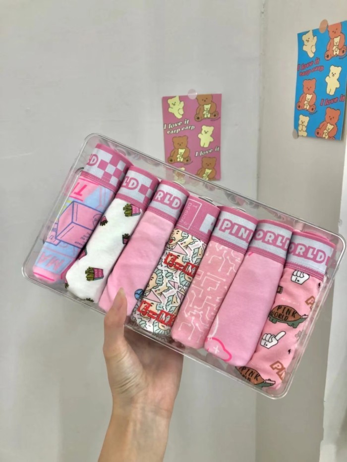 Quần Lót Boxer Nam Cotton Nguyên Chất - Màu Hồng In Họa Tiết Dễ Thương