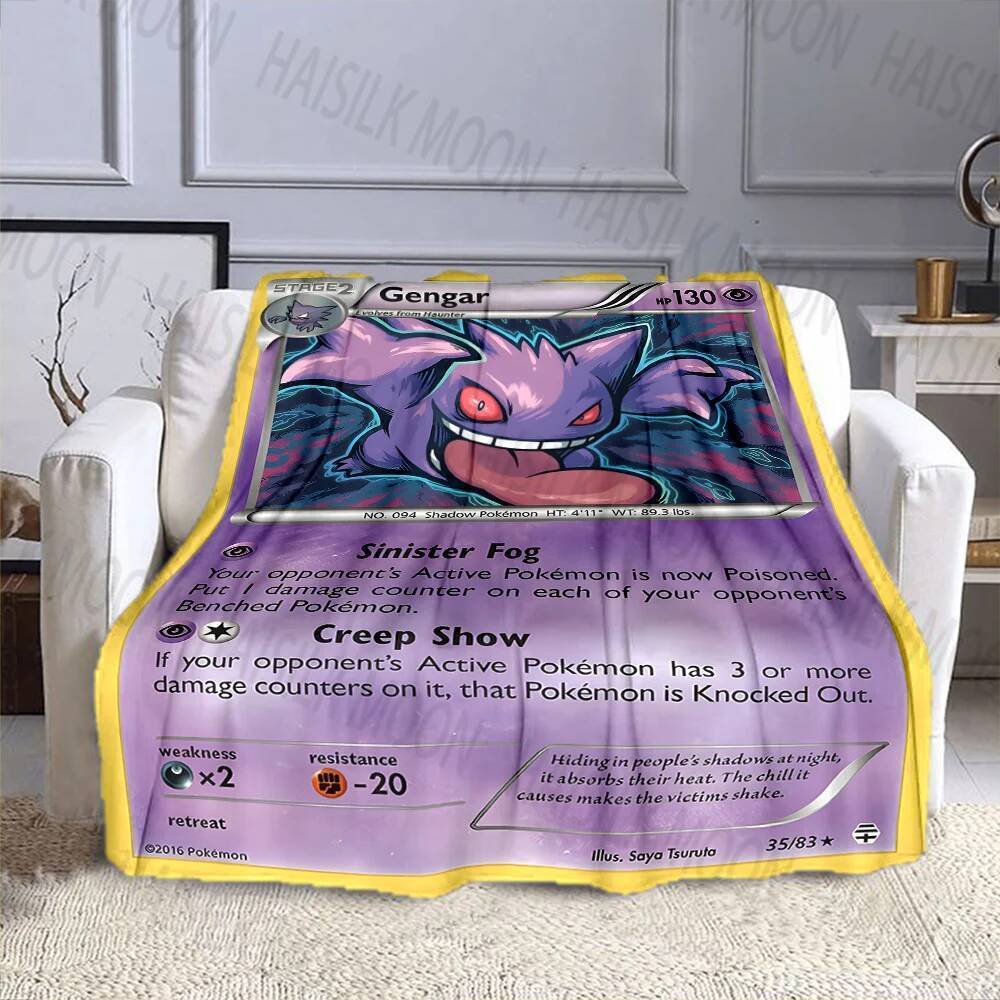 Pokemon Thẻ Gengar In Chăn 4 Mùa Mềm Lông Tơ Ném Trẻ Em Người Lớn Chăn Sofa Giường Ném Chăn Du Lịch 