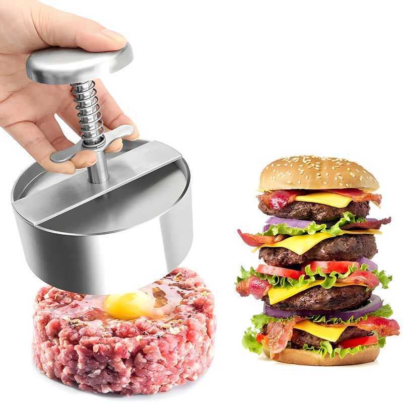 Burger Press Thép không gỉ Có thể điều chỉnh Burger Press Máy hủy tài liệu chống dính Khuôn Burger