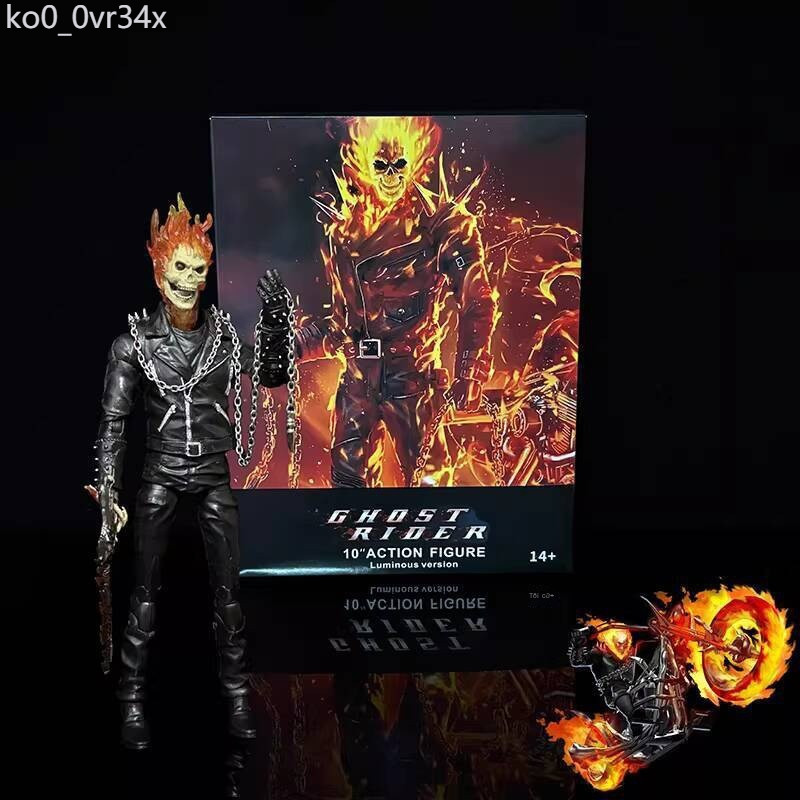 [HÀNG MỚI VỀ] Đồ chơi mô hình nhân vật hành động xe máy phát sáng Marvel Ghost Rider 9inch Skull F