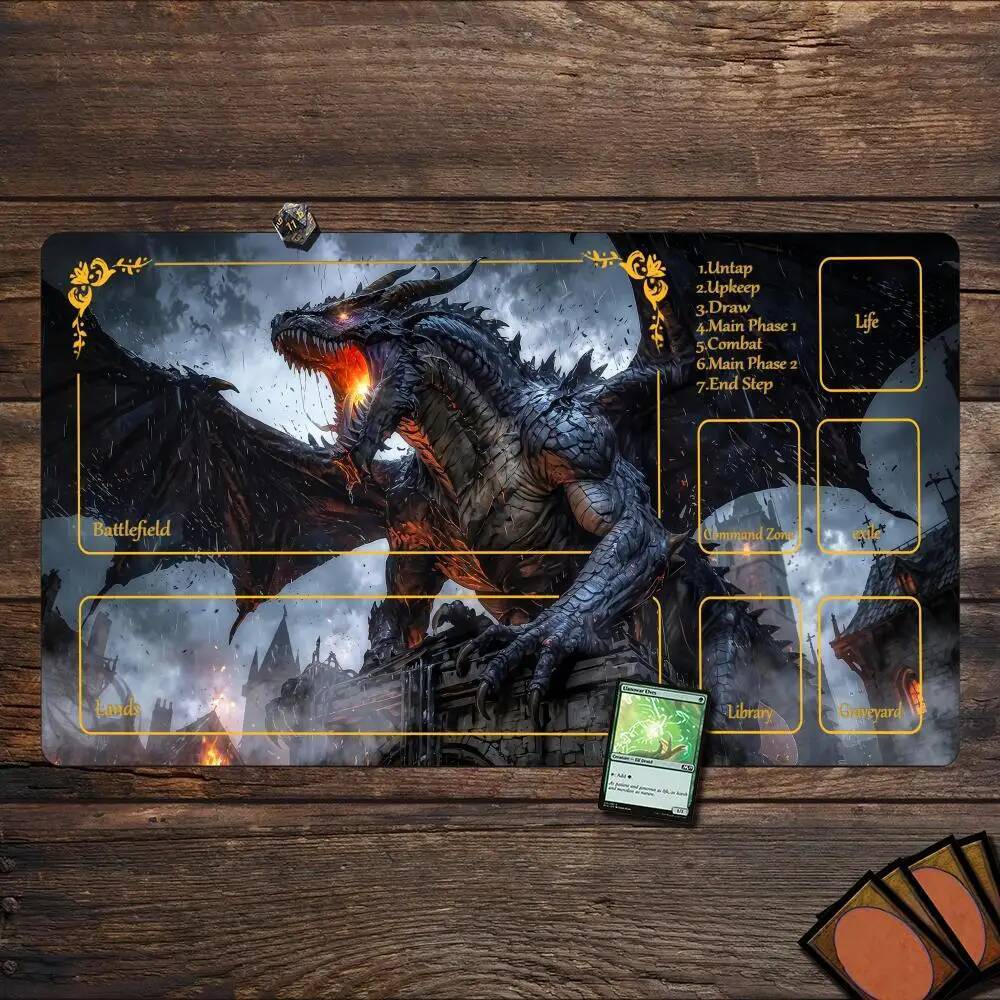 Playmat MTG Playmat Thảm Chuột Rồng Chống Trơn Trượt Bền Khâu Cạnh 35X60CM Thảm Để Bàn tapete magic 