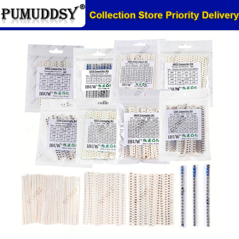 0402 0603 0805 1206 Bộ tụ gốm sứ SMD 1pF - 10uF 100PF 10NF 100NF 0.47UF 1UF Bộ điện dung Chip