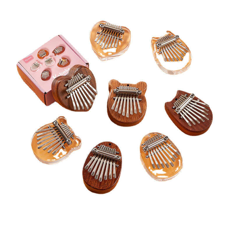 Kalimba Gỗ Chắc Chắn Mini Kalimba 8-Tone Mini Ngón Tay Cái Piano Octave Ngón Tay Piano Pha Lê Nhạc C