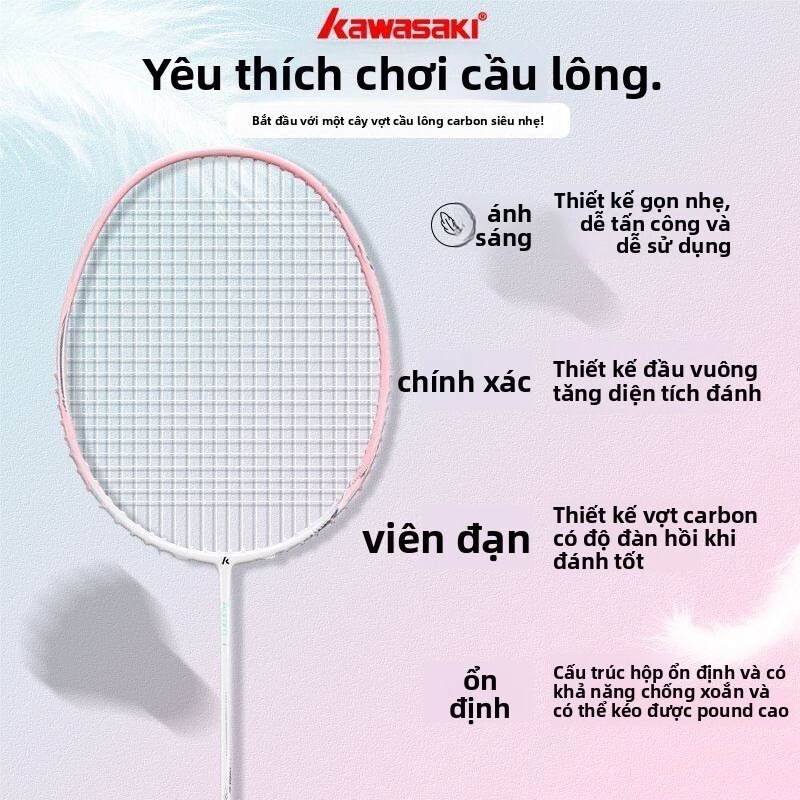 Vợt cầu lông Kawasaki Aurora 7 sợi carbon 5U siêu nhẹ dành cho người mới bắt đầu, học sinh nam và nữ