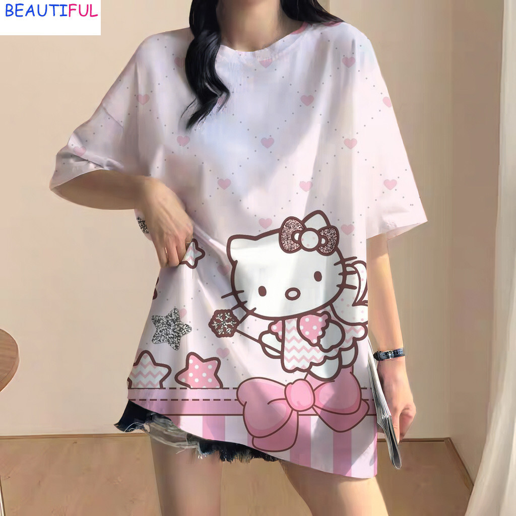 Dễ Thương HELLO KITTY Oversize Unisex Jersey Rời Bóng Đá JERSEY Thể Thao Jersey Dạo Phố
