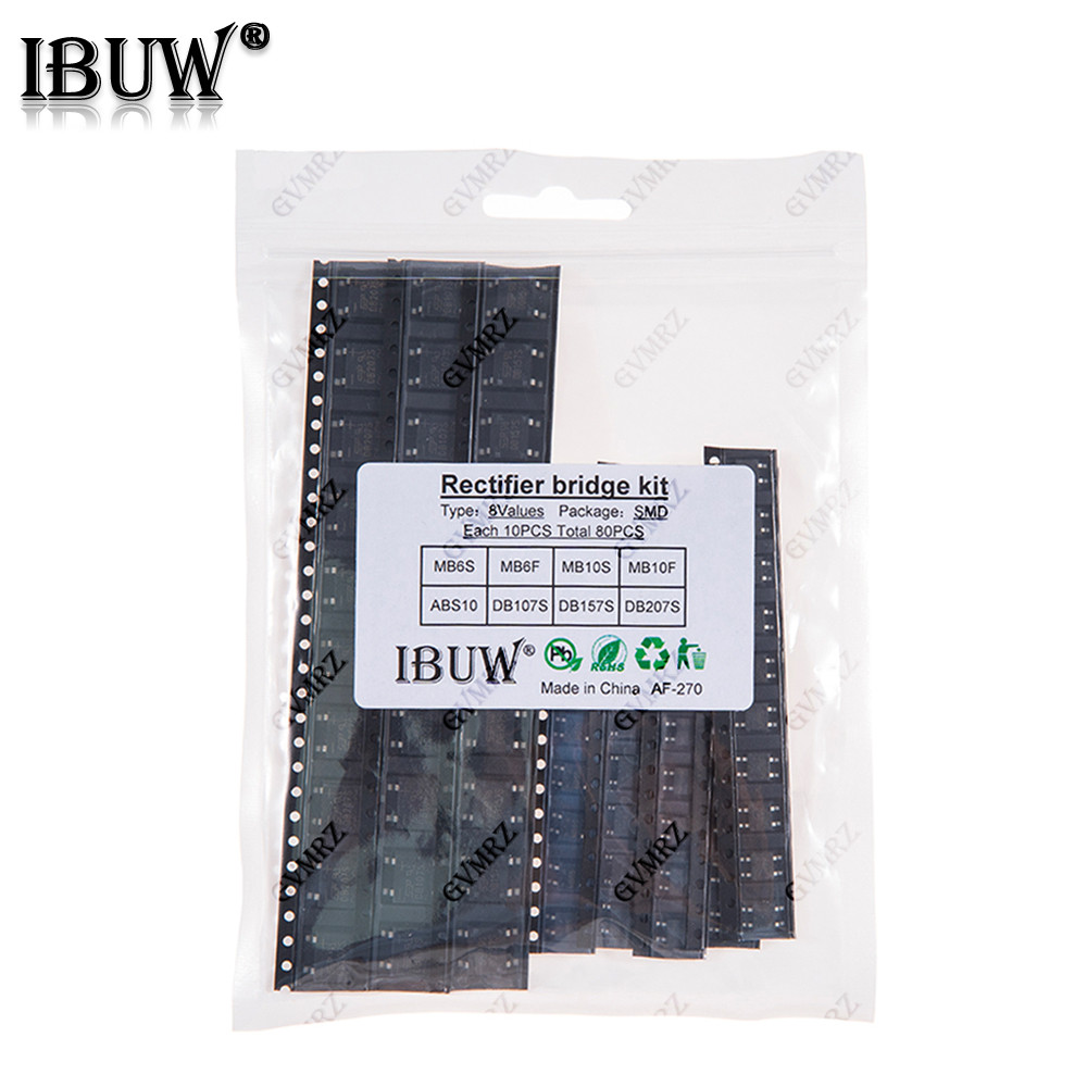 Bộ cầu chỉnh lưu 8Values SMD MB6S / MB6F / MB10S cho các dự án sửa chữa mạch điện tử và chuyển đổi n