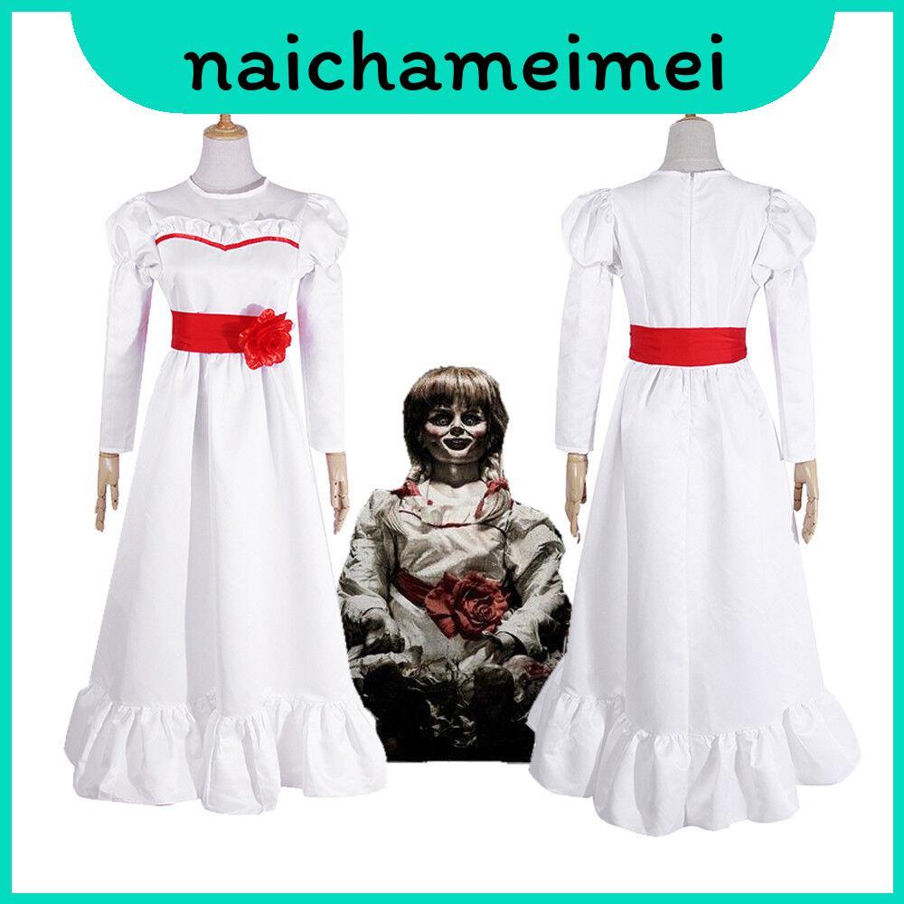 Kinh Dị Whimsical Búp Bê Annabelle Váy Trắng Đẹp Lạ Mắt Cho Sự Kiện Halloween