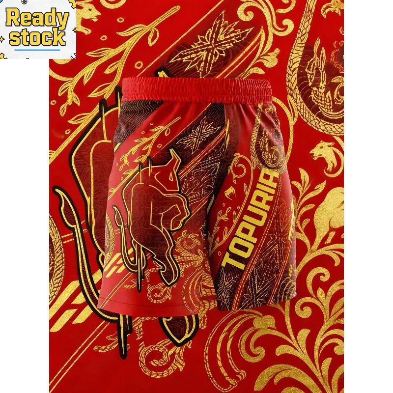 UFC Bullfighter ILIA TOPURIA Quần Short Đua Đỏ Nam Rời Thoáng Khí Tốc Độ Sấy Quần Short Thể Thao Tập