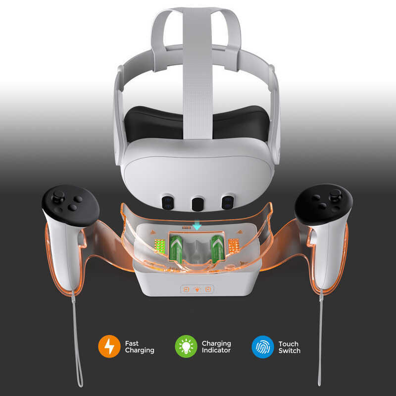 Đế sạc mũ bảo hiểm Meta 3 VR Meta Quest 3 Tay cầm Bộ sạc đế phát sáng TY-3835