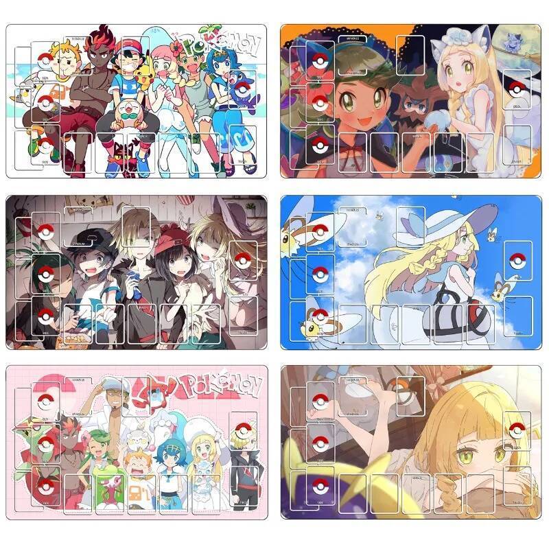 18 Chiếc PTCG Lillie Series 600x350mm Single Player Duel Playmat 2 Mm NoSeamEdge Thẻ Giao Dịch Trò C