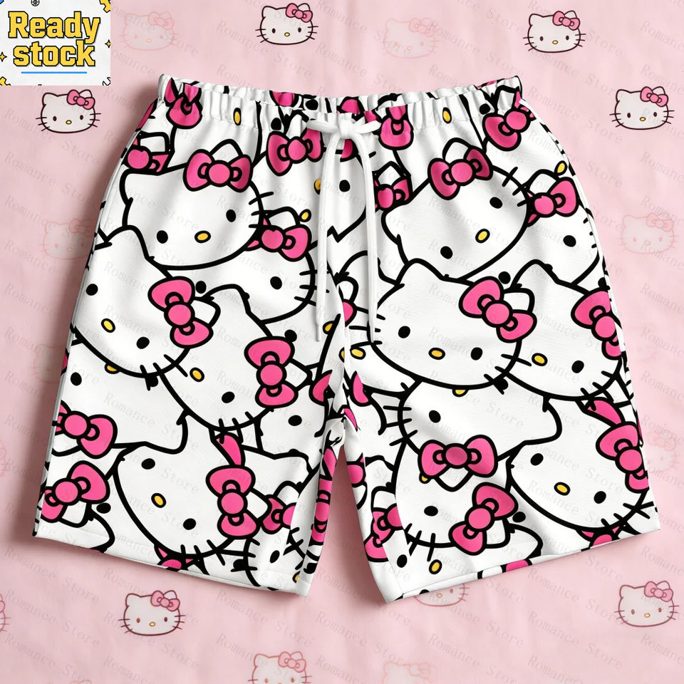 Hello Kitty Quần Short Hawaii Hello Kitty Unisex Quần Short Đi Biển Của Tôi Quần Short Nữ Quần Short