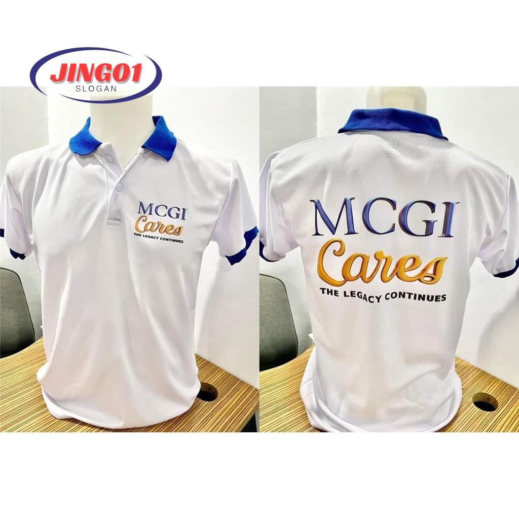 (JING01) Áo sơ mi Polo cổ xanh in 3D (Mcgi Cares) r96