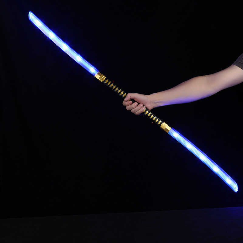 Hai Đầu Thoáng Mát Ánh Sáng Mông Thanh Kiếm Dạ Quang Đồ Chơi Trẻ Em Đổi Màu Laser Thanh Kiếm Chiến T