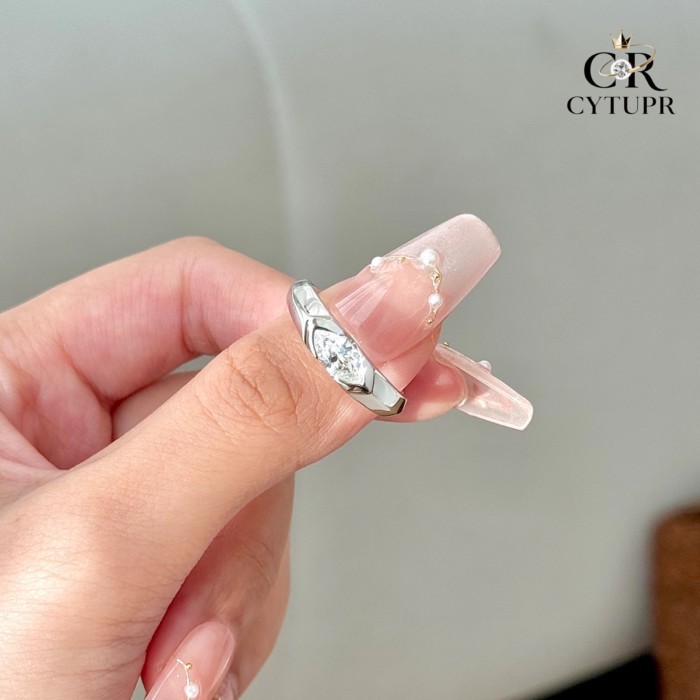 [CYTUPR] 1ct Moissanite Nhẫn Cặp Đôi Nhẫn Thời Trang Độc Đáo Thiết Kế Nhẫn Kim Cương Cảm Giác