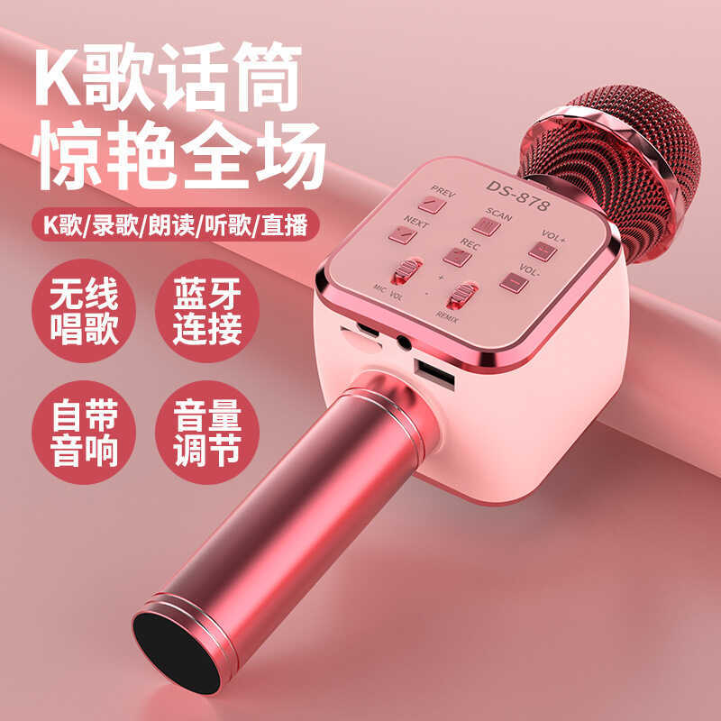 Nhà Máy Cung Cấp DS878 Đầu Micro Bluetooth Không Dây Điện Thoại Di Động K Sản Phẩm Bài Hát Trẻ Em Há