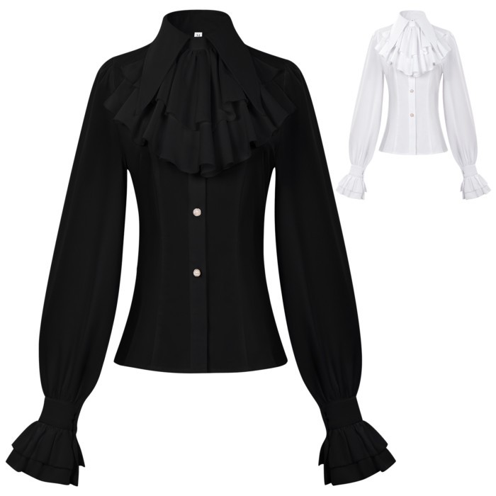 Gothic Phong Cách Gothic Tối Mỏng Hơn Nhìn Ôm Phù Hợp Với Halloween Áo Sơ Mi Dài Tay Gothic Áo Sơ Mi