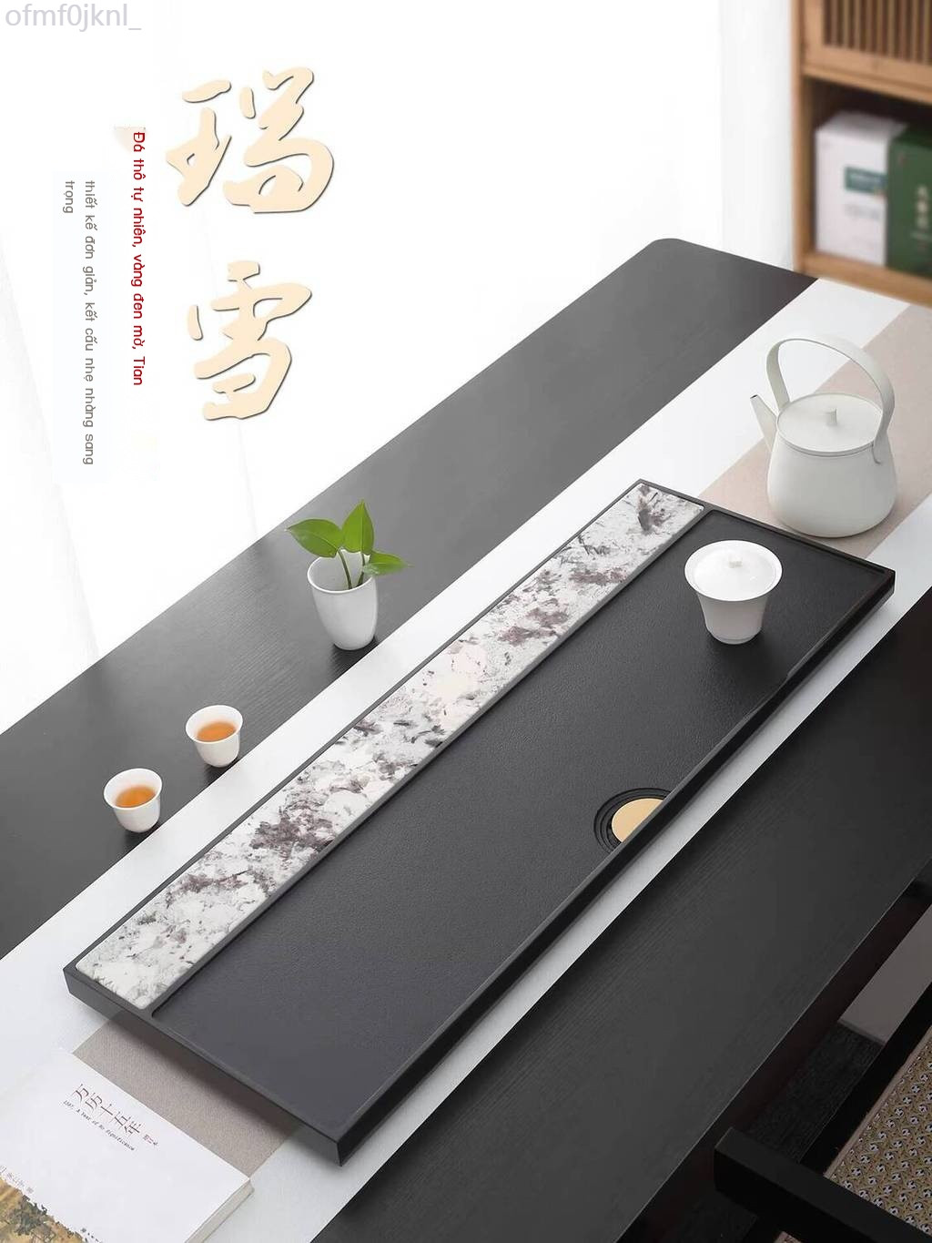 (Giá Hủy Diệt) Khay đen tự nhiên Shi Shu có khả năng thoát nước, mẫu mới 2025, khay đá sang trọng n