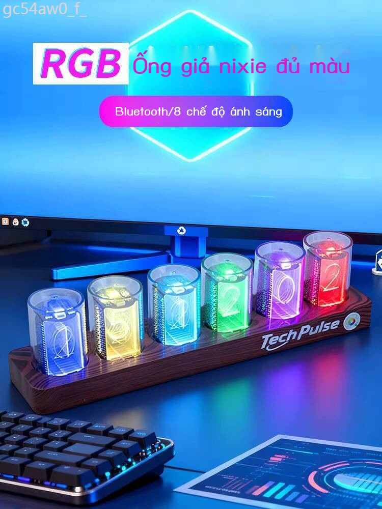 [GIÁ SỐC] Đồng ảo nixie tube đèn LED trang trí máy tính chơi game để bàn công nghệ cao, đồng hồ báo