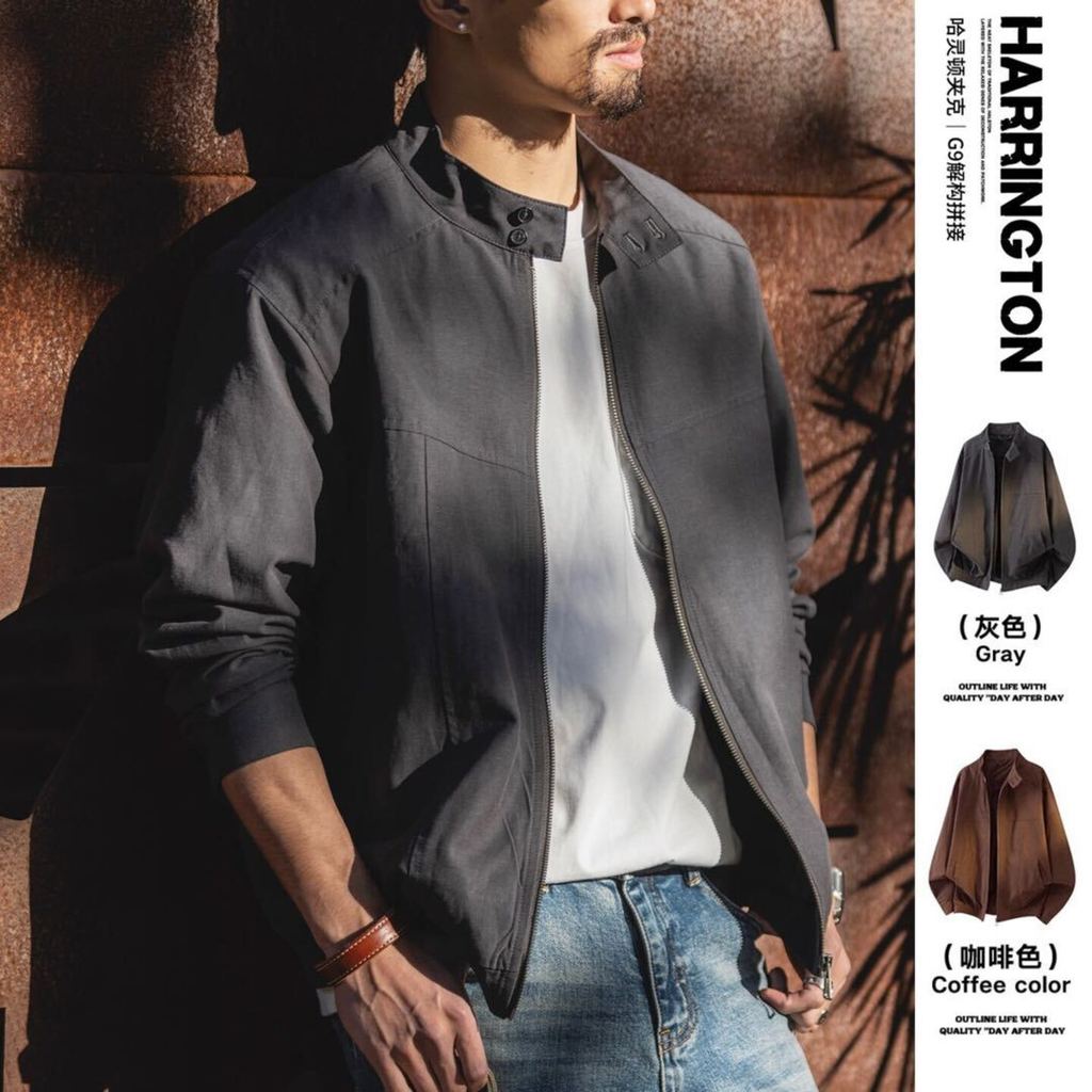 Wuluwear Jacket Harrington cổ lật nam 2026 mới mùa xuân Mỹ phong cách G9 giải cấu trúc phối hợp áo k