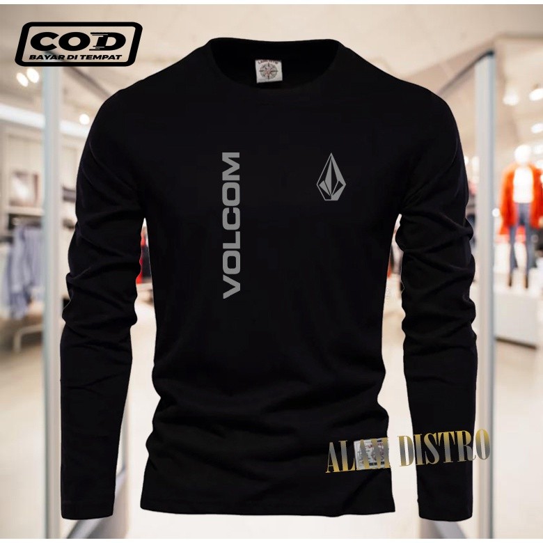 Alam Distro88 Áo Thun Distro Tay Dài Volcom Kirka Văn Bản Bạc Cao Cấp Chất Lượng Dài Tay Thoáng Mát 