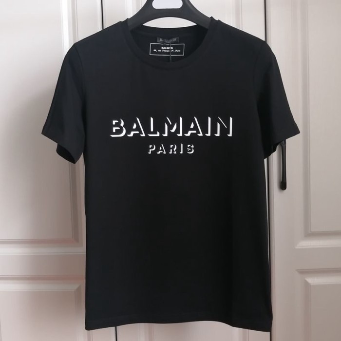 Áo thun Balmain xuân hè màu vàng, thiết kế ba chiều in chữ