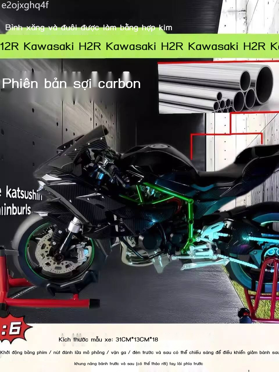 [ Giá SIÊU RẺ ] Mô hình xe máy ninja Kawasaki H2R bằng hợp kim, sợi carbon, cỡ lớn 1:6, quà tặng nh