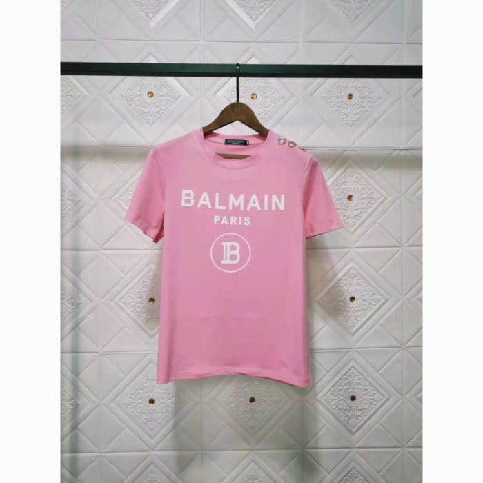 Balmain Summer Boutique Áo thun Cotton ngắn tay Balmain có chữ cái giản dị Áo thun Cotton đơn giản d
