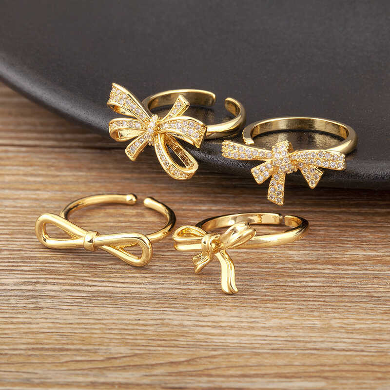 Nhẫn Nơ Mạ Đồng 18K Vàng Thật, Thiết Kế Sang Trọng, Cao Cấp Không Bị Rớt