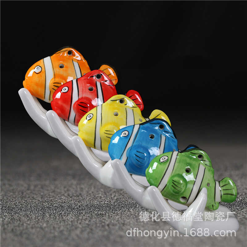 Chú Hề Hoạt Hình Gốm Ocarina 6 Lỗ Hồng Musicware Thủ Công Lưu Niệm Sáo Hoạt Hình Ocarina 6 Lỗ