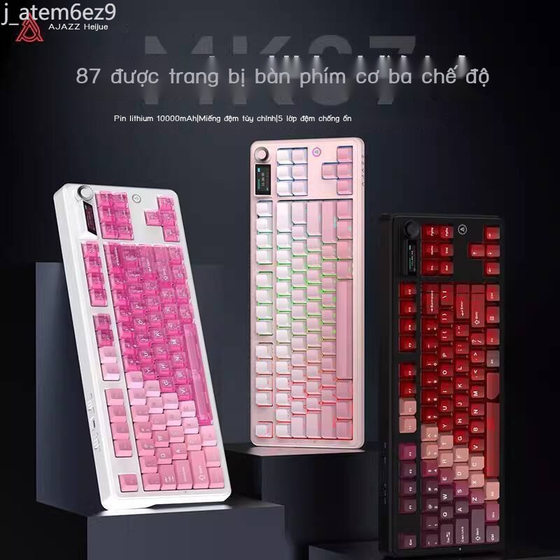 [SIÊU HOT 2026] Bàn phím cơ Heijue MK87 ba chế độ, màn hình thể thay thế nóng, dây Bluetooth, chơi
