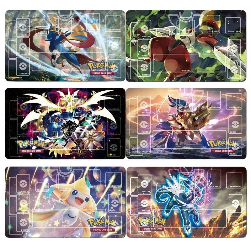 Mới 600x350mm DIY PTCG Zacian Zamazenta Card Lưới Thẻ Giao Dịch Playmat 2mmNoSeamEdge Jirachi Solgal