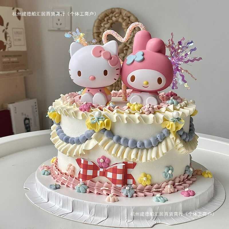 Hello kitty hello kitty hello kitty Hoạt Hình Trang Trí Bánh Sinh Nhật Đồ Trang Trí Cô Gái Màu Hồng 