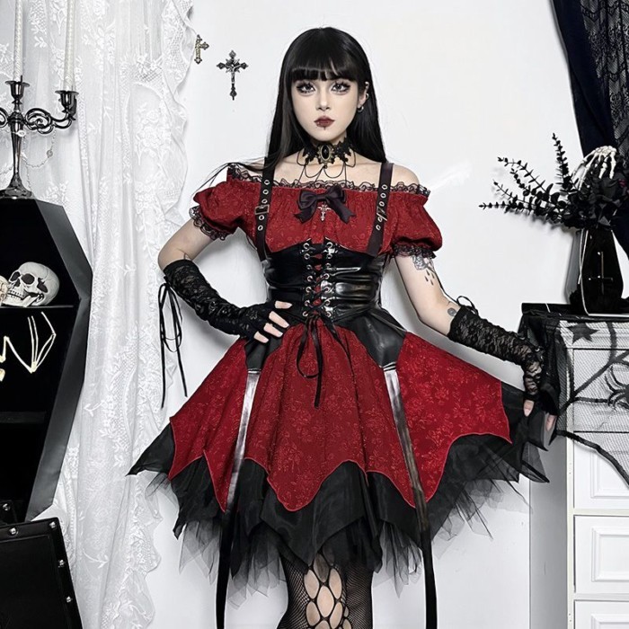 F Halloween Tối Gothic Ren Gothic Phong Cách Gothic lolita Váy Phong Cách Gothic Váy Corset Bộ Đồ Ha