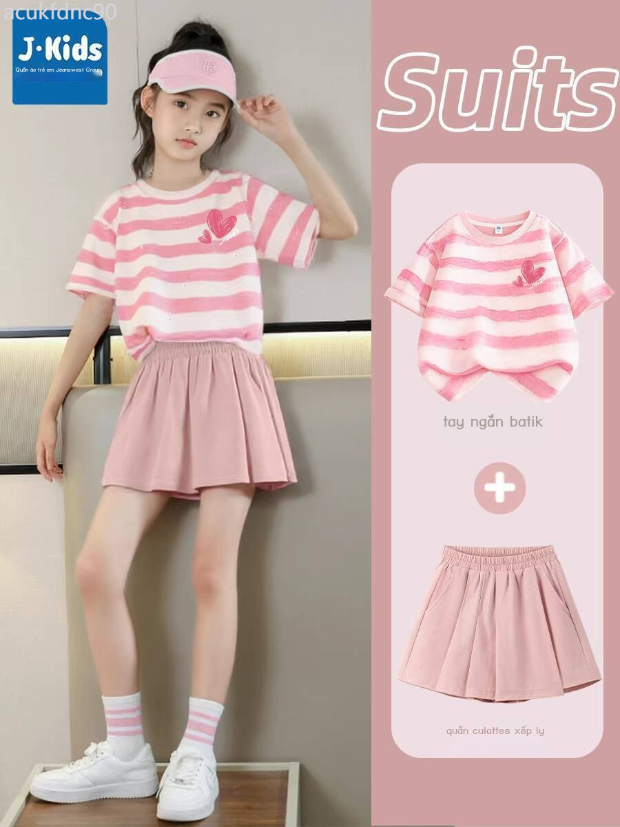 [HOT HIT] Jeanswest JKIDS Trang phục gái, đồ thể thao trẻ em, áo tay ngắn mỏng, váy xếp ly mùa hè