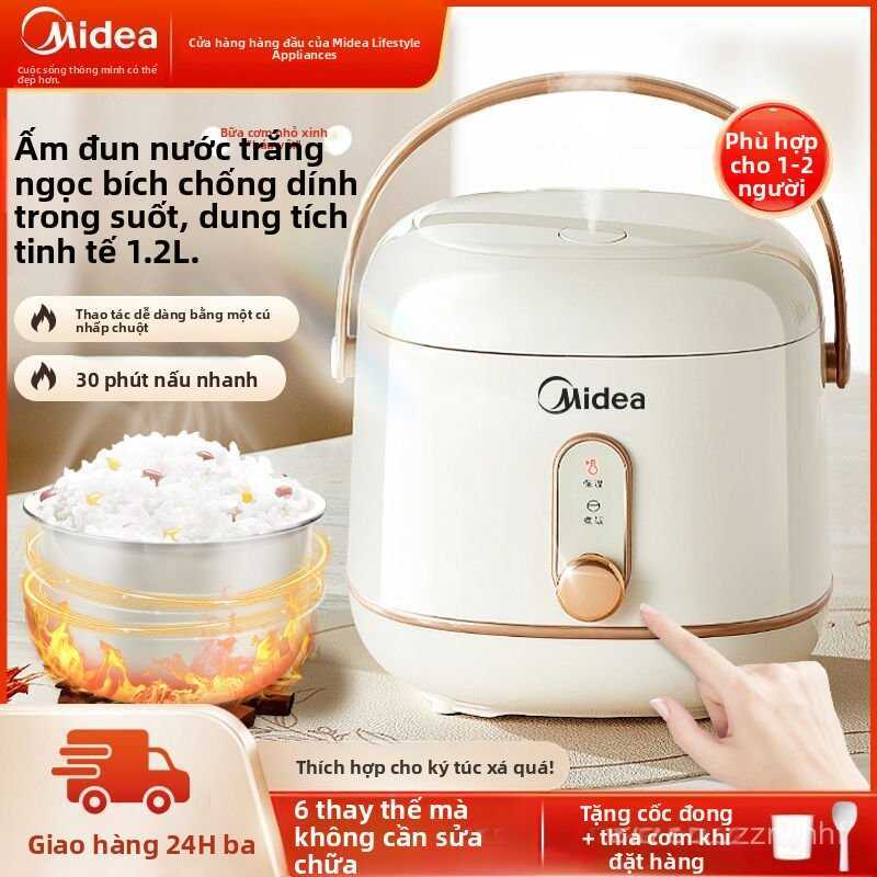 Nồi cơm điện mini đa chức năng Midea cho gia đình1-2Nồi cơm điện nhỏ Renshi với lòng nồi bằng ngọc t