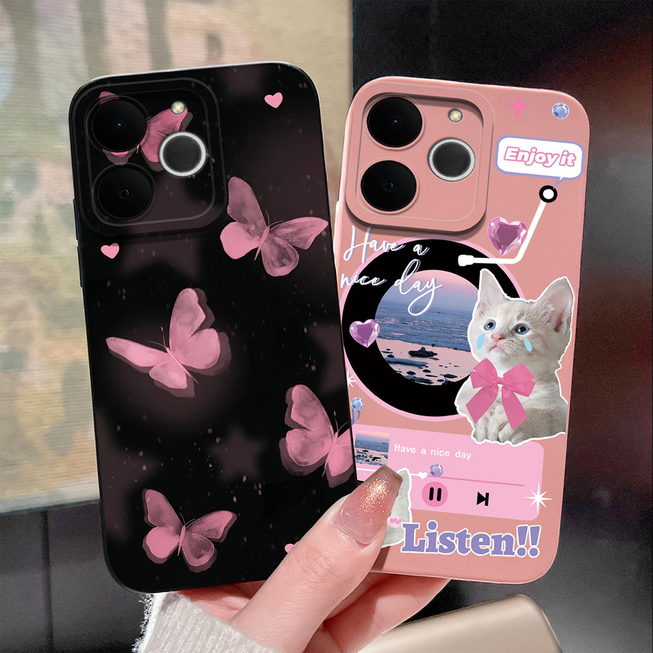 Thiết Kế Mới Dành Cho Realme Note 70 70T Giả Tưởng Tím Bướm Bảo Vệ Mềm Silicon Lỏng Cho RealmeNote70