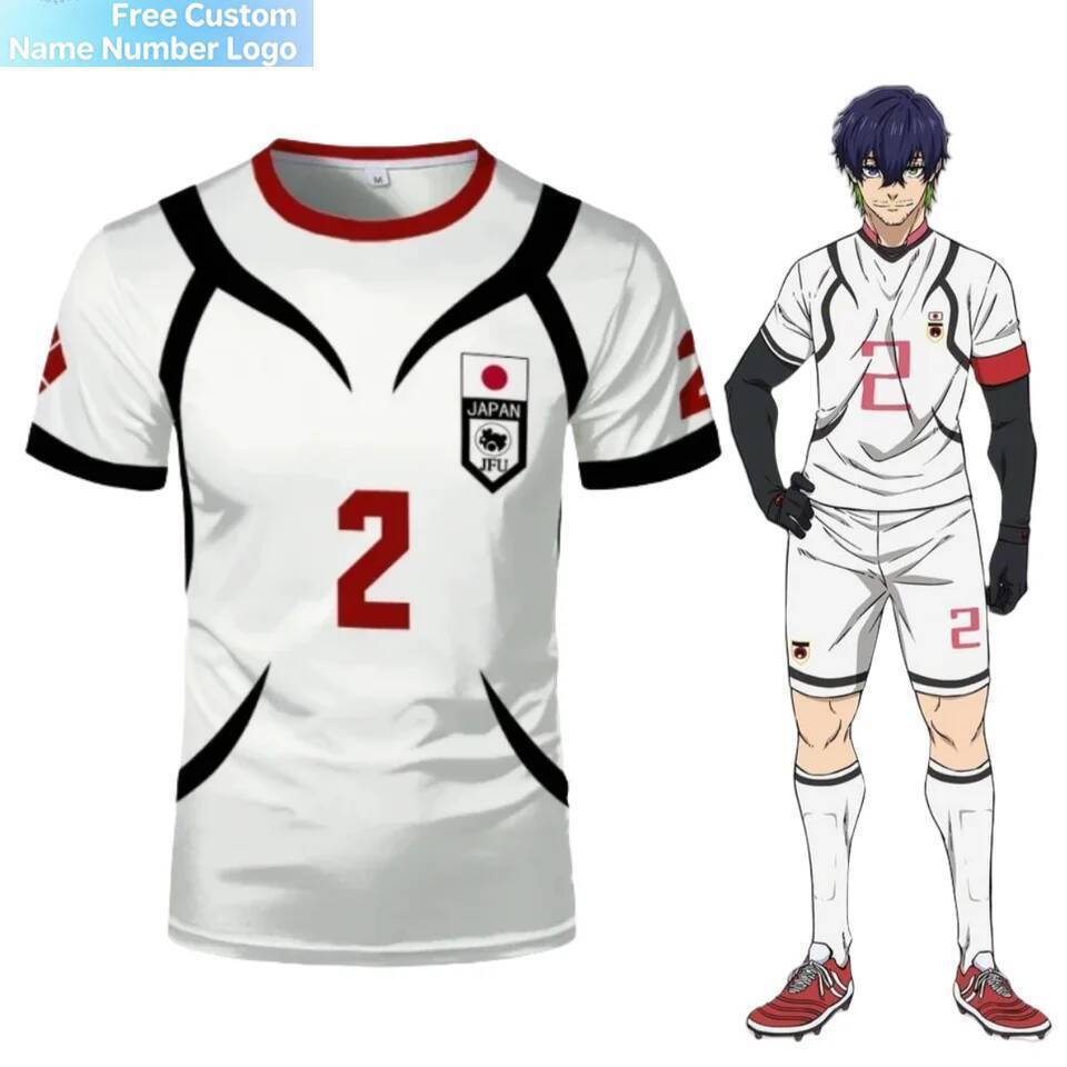 Anime Blue Lock Aiku Jersey Trang phục hóa trang #2 Áo bóng đá Aiku U20 Nhật Bản Áo tập bóng đá Oliv
