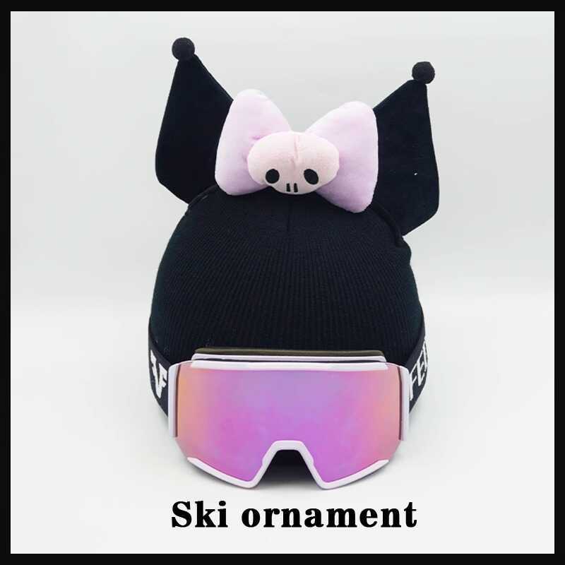 Trượt Tuyết Mũ Bảo Hiểm Bao Đen Tím Đen Kuromi Len Trang Trí Trượt Mũ Bảo Hiểm Tuyết Mũ Bảo Hiểm Nắp