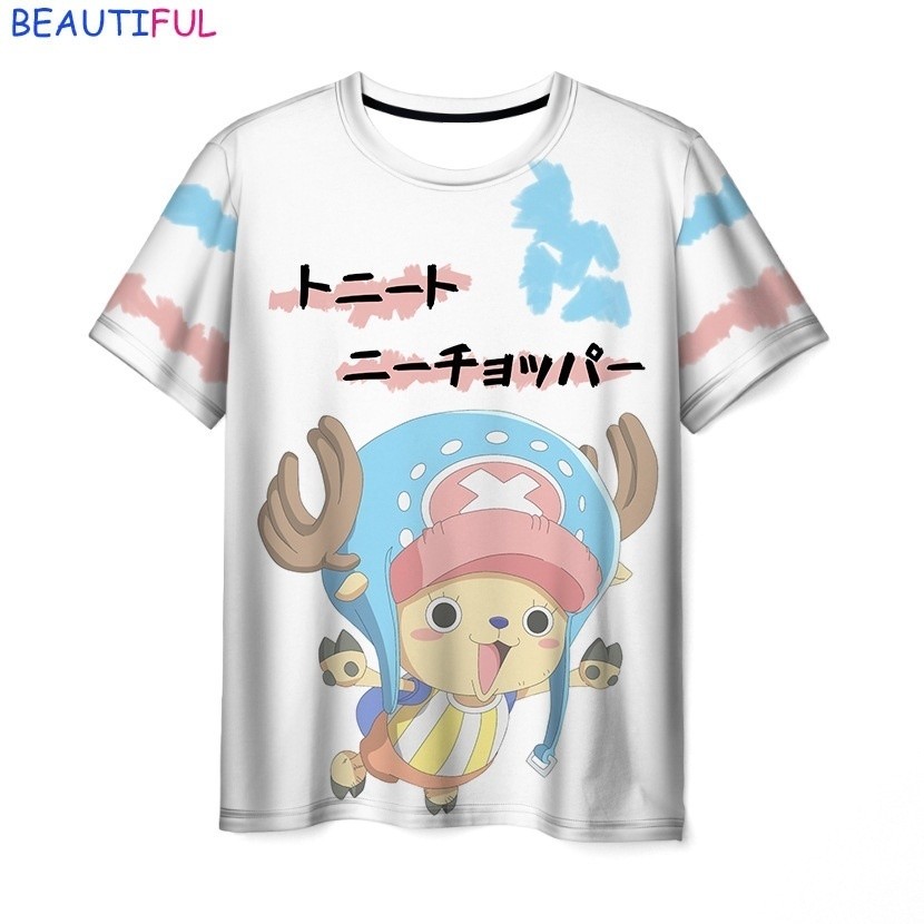 Áo thun 3D thông thường nam Luffy tay ngắn in 3D One Piece Anime
