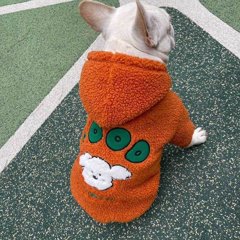 Có Mũ Trùm Đầu Thu Đông Thú Cưng Chó Pháp Chiến Đấu Quần Áo Dày Cừu Lông Cừu Ấm Bull Bull Bull Bull 