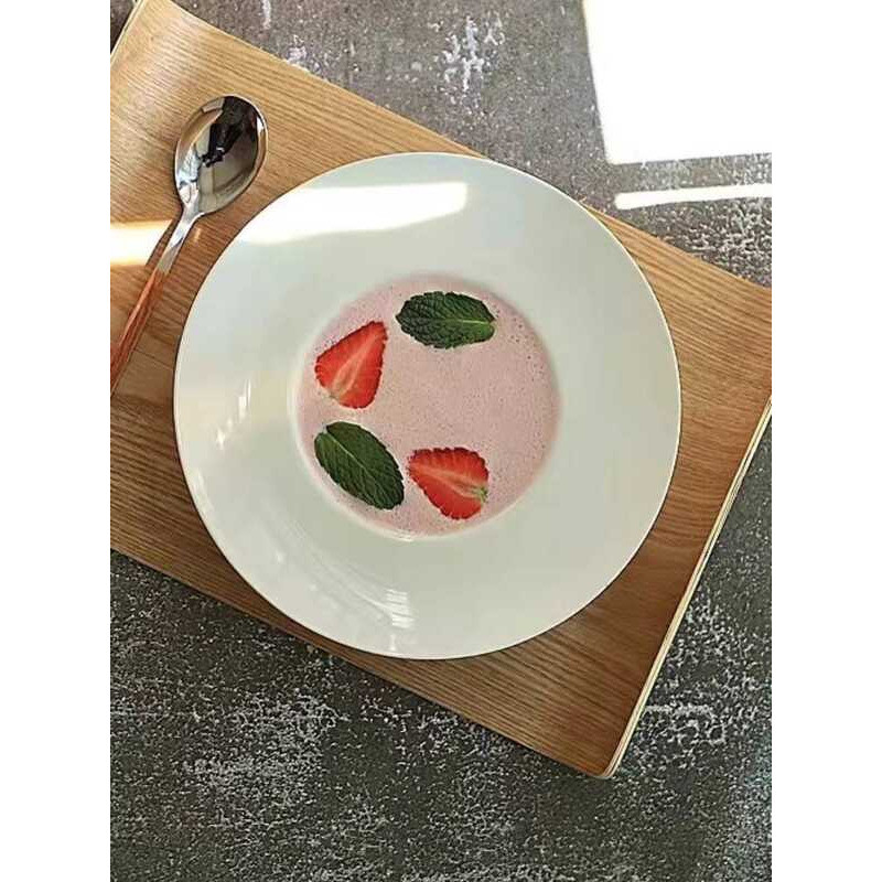 Mũ Rơm Đĩa Trắng Gốm Tây Thực Phẩm Súp Đĩa Pasta Bát Trắng Nguyên Chất Sáng Tạo Phong Cách Phương Tâ