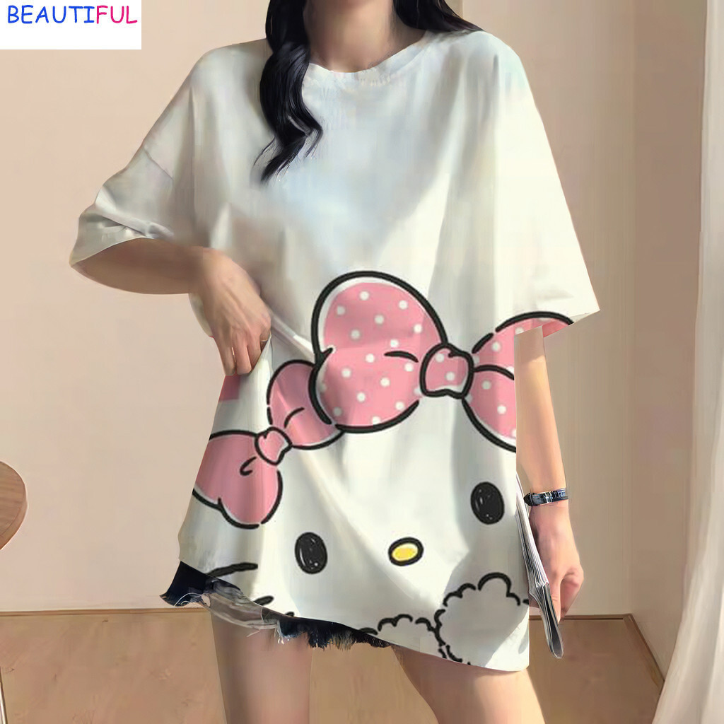 Dễ Thương HELLO KITTY Oversize Unisex Jersey Rời Bóng Đá JERSEY Thể Thao Jersey Dạo Phố Tee
